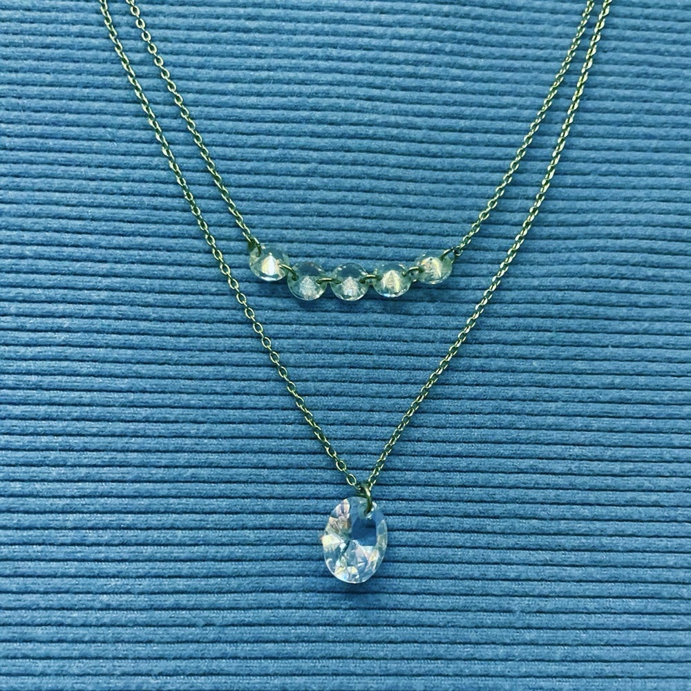 NWT Francesca’s silver double gem necklace
